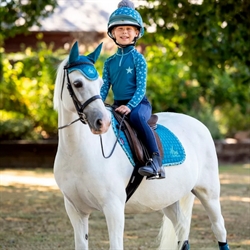 LeMieux MINI Hut - Ørehætte / Marine Blå /S - Vist på pony med matchende udstyr